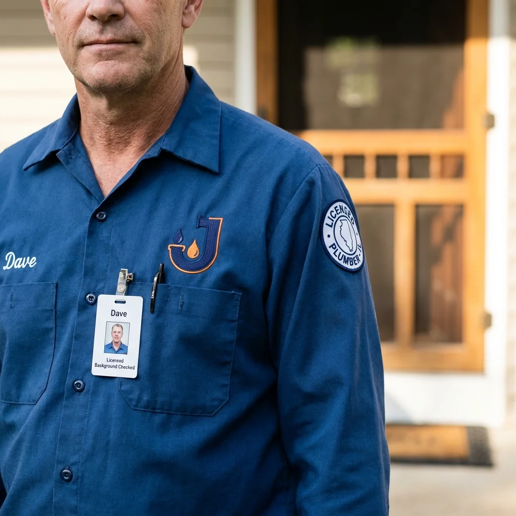 Licensed plumber showing ID badge in Broken Bow, OK